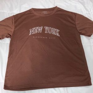 Brown New York print (sleeples city) Tee-shirt